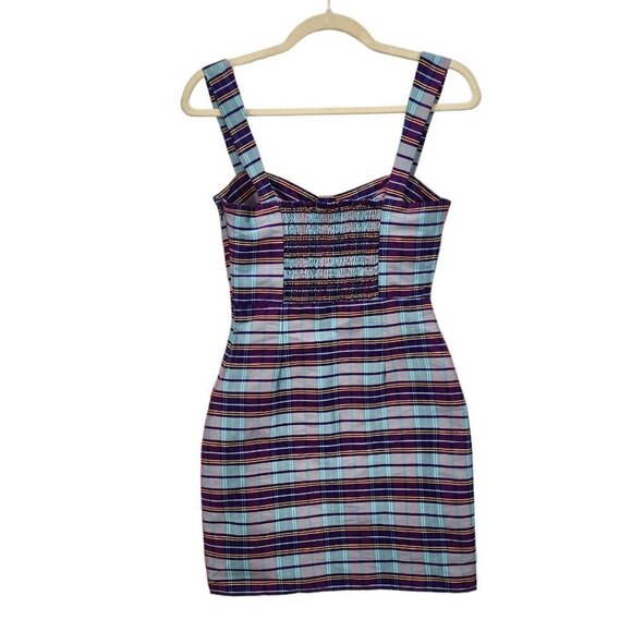 LPA Franca Dress in Purple Plaid Short Mini Dress Womens XXS - Picture 3 of 8